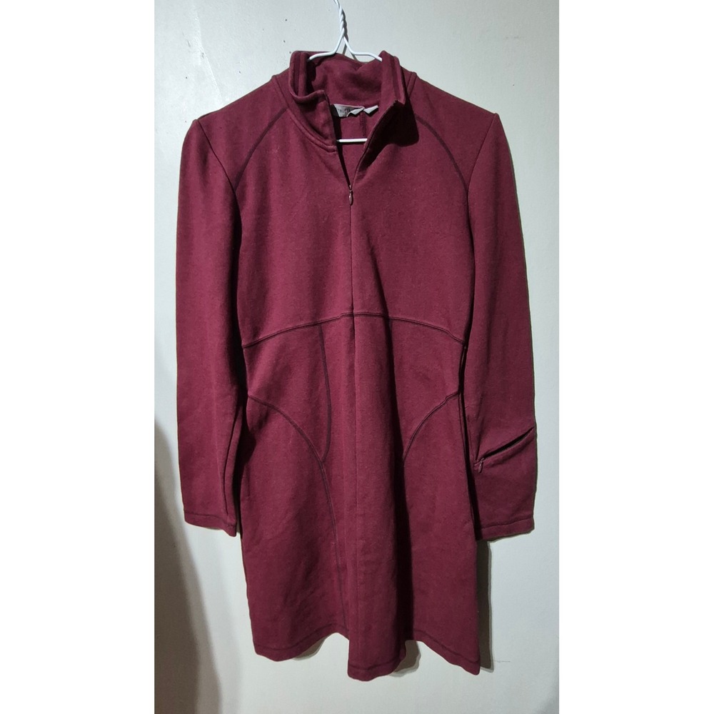 Athleta Womens Burgundy Quarter Zip Long Sleeve Dress 773888 Size SP